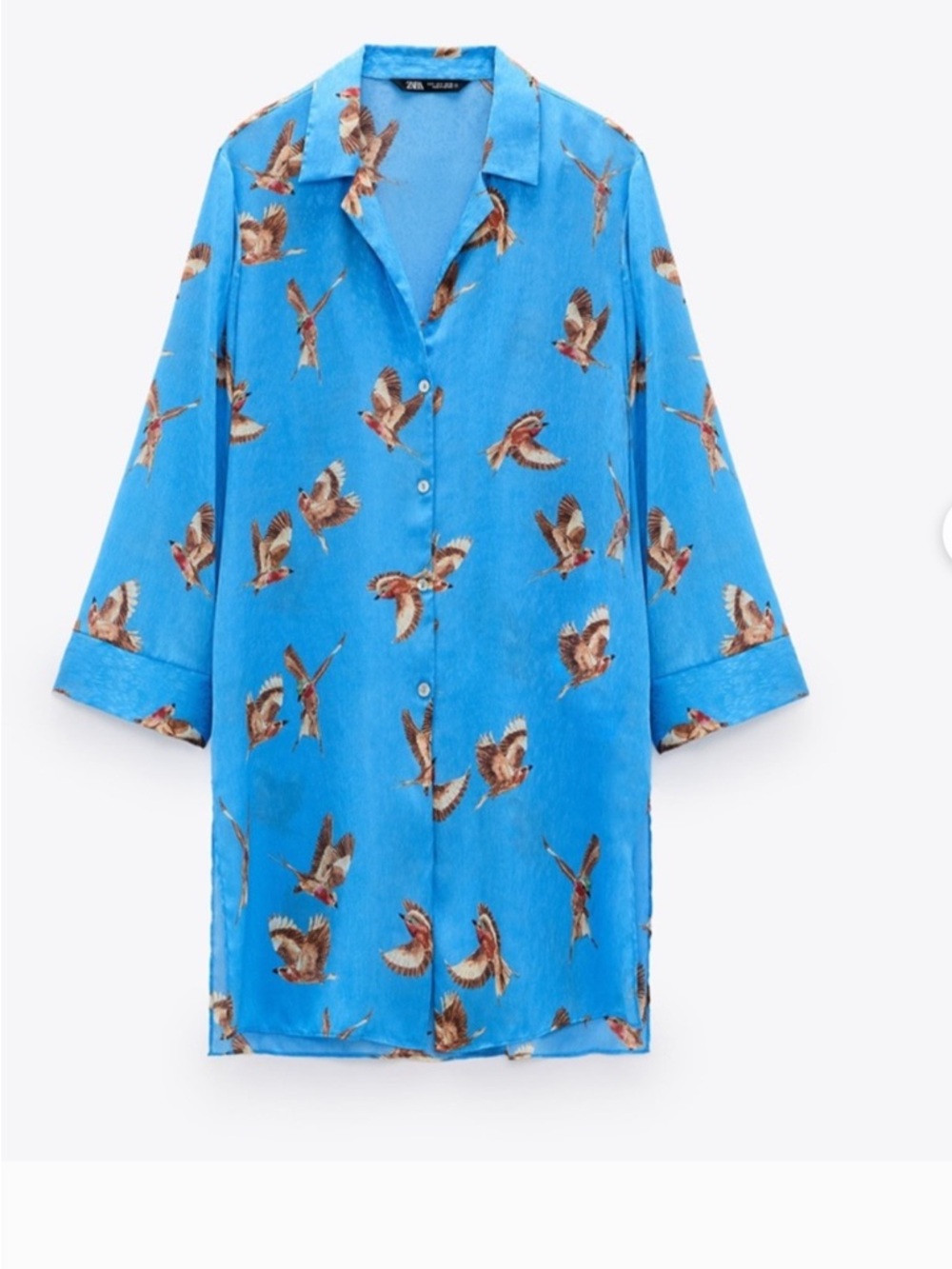 ZARA MATCHING SET Printed Oversized Shirt/Dress and paper bag shorts - Picture 3 of 11